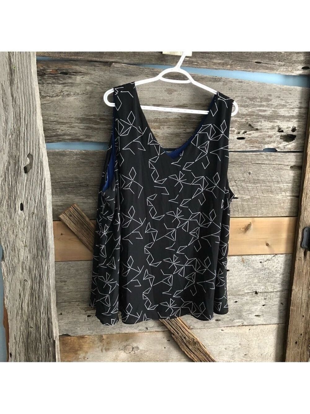 𝅺michel Studio Plus Size 24 Black/Blue reversible dual layer tank top